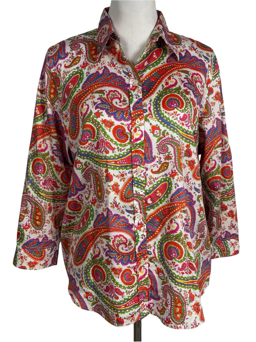 Ralph Lauren XL Colorful Paisley Long Sleeve Cotton Button Down Shirt Beachy